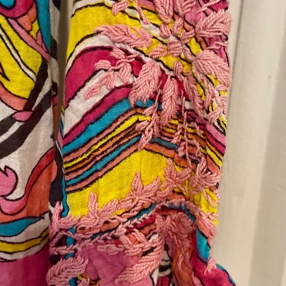 Super Groovy, far out, and cool. Psychedelic print embroidered tunic dress M - Picture 5 of 6